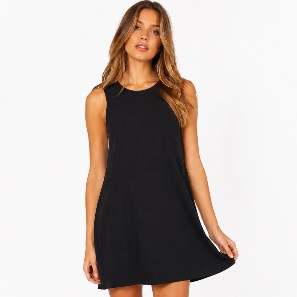 Market & Spruce Womens Sleeveless Mini T-Shirt Dress Black M NWT